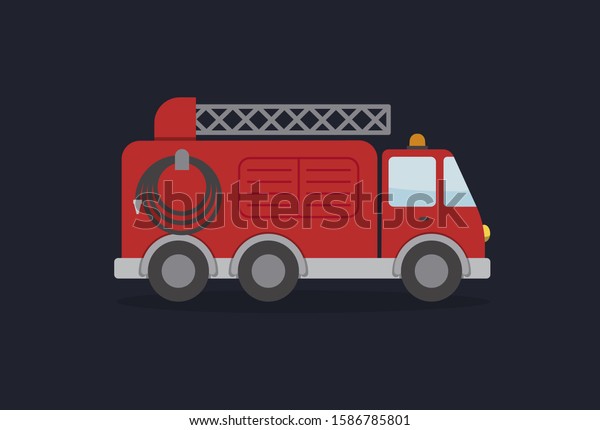 Fire\
truck in cartoon style. Vector illustration for\
kids