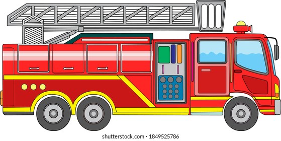 Fire truck cartoon vector illustration