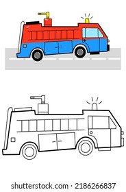 fire truck to color in for kids and adults
