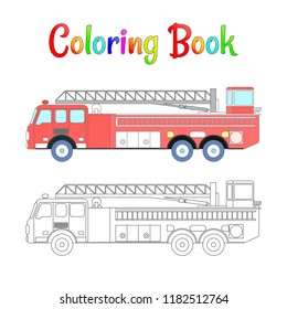 Fire truck coloring book vector. Coloring pages for kids Vector illustration eps 10.