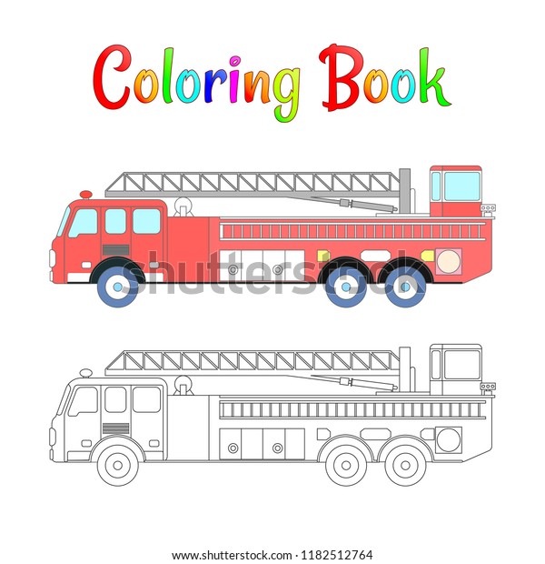 Fire truck coloring book vector.\
Coloring pages for kids Vector illustration eps\
10.