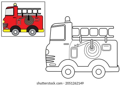 Fire Truck Coloring Page Illustration Vector Stock Vector (Royalty Free ...