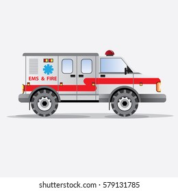 fire truck, ems and fire symbols. vector illustration