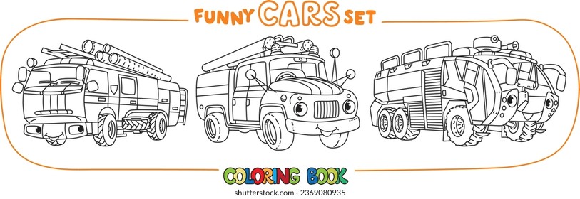 Fire truck or fire engine coloring book set