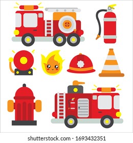 Fire Truck And Equipment Vector