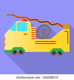 fire truck flat style Icon and illustration