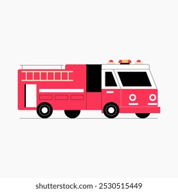 Fire truck in flat vector illustration symbolizing emergency response, firefighting, and public safety, isolated on white background.