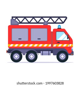 fire truck goes to the call to extinguish the fire. flat vector illustration.
