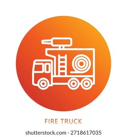 Ilustración Mini Del Icono Del Gradiente Del Camión De Bomberos, Uso Para El Concepto Moderno, Impresión, Ui, Kit De La Ux, Web Y Desarrollo Del App. Vector Relacionado Con Bomberos, Rescate Y Más