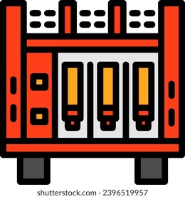 Fire Truck Hose Rack Linear Filled Icon Vector Design