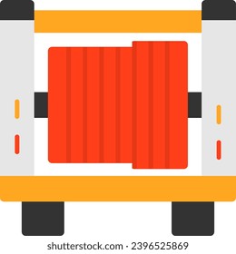 Fire Truck Hose Reel Flat Icon Vector Design