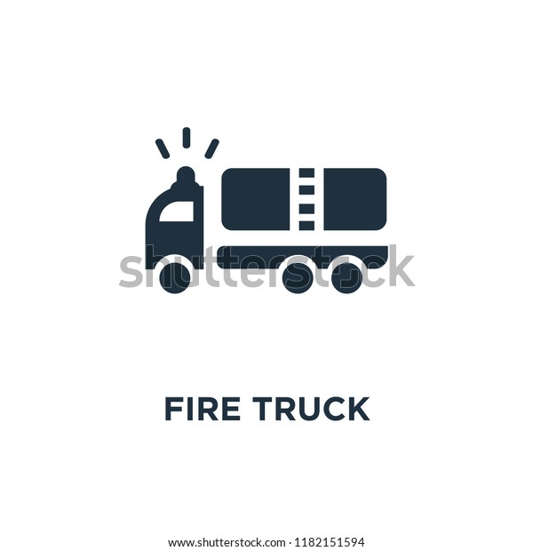 Fire\
truck icon. Black filled vector illustration. Fire truck symbol on\
white background. Can be used in web and\
mobile.