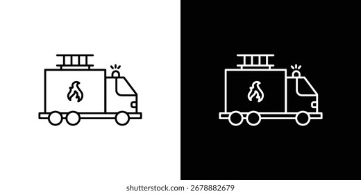 Ícone do caminhão de bombeiros em traçado editável. Ilustração vetorial EPS 10.