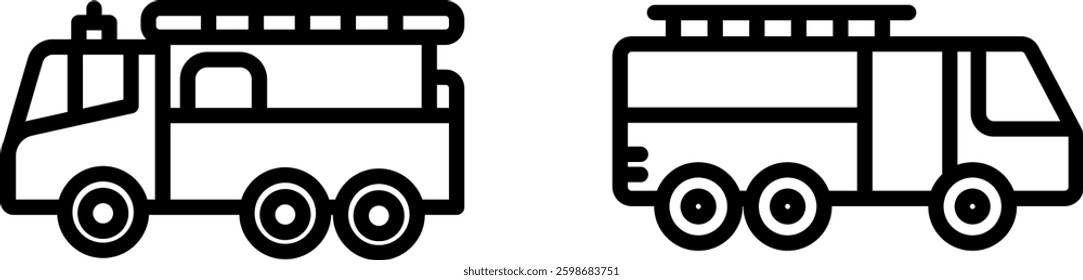 "Fire Truck Icon – Emergency and Rescue Vehicle Symbol in Vector Style"