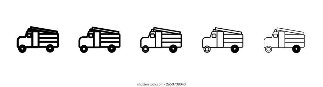 Fire truck icon flat illustration set logo