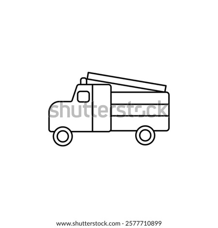 Fire truck icon Flat simple outline