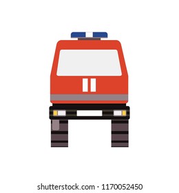 Fire truck icon front view car. Vector firetruck isolated on white