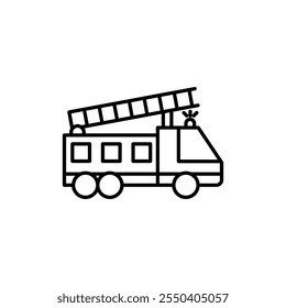Fire truck icon linear logo isolated