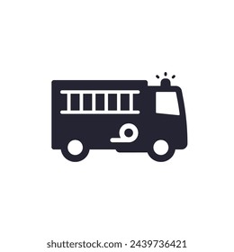 fire truck icon on white, vector pictogram