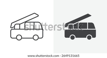 Fire truck icon Outline vector sign