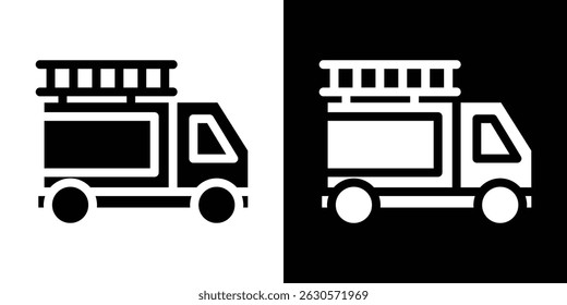 Fire truck icon in solid flat trendy design style.
