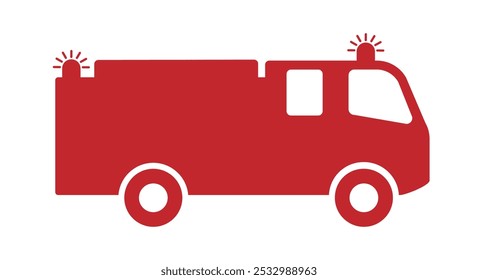 Símbolo do ícone do caminhão de bombeiros. Sinal do logotipo da bombeira. Resgate carro do departamento de combate a incêndios. Unidade de combate a incêndios de resposta à ajuda. Imagem de ilustração vetorial. isolada em fundo branco.