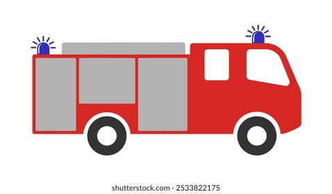 Símbolo de icono de camión de bomberos. Signo del logotipo del motor de bomberos. Coche del departamento de extinción de incendios de rescate. Unidad de bomberos de respuesta de ayuda. Imagen de Ilustración vectorial. aislado sobre fondo blanco.