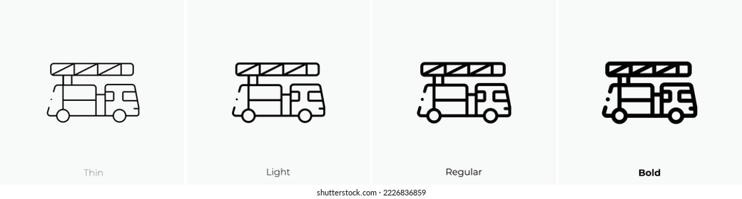 fire truck icon. Thin, Light Regular And Bold style design isolated on white background