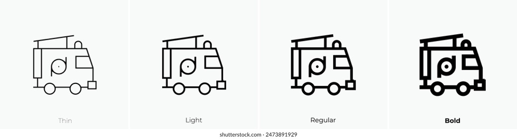 fire truck icon. Thin, Light Regular And Bold style design isolated on white background