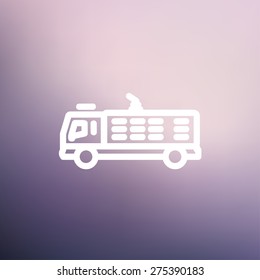 Fire truck icon thin line for web and mobile, modern minimalistic flat design. Vector white icon on gradient mesh background.