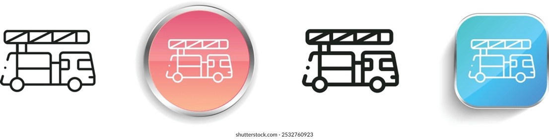 fire truck icon. Thin Linear, Regular and Button Style Design Isolated On White Background