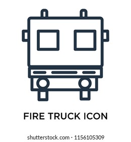 Fire truck icon vector isolated on white background. thin symbols or lined elements in outline style