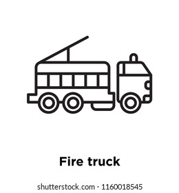 Fire Truck Icon Vector Isolated On White Background, Fire Truck Transparent Sign , Sign And Symbols In Thin Linear Outline Style