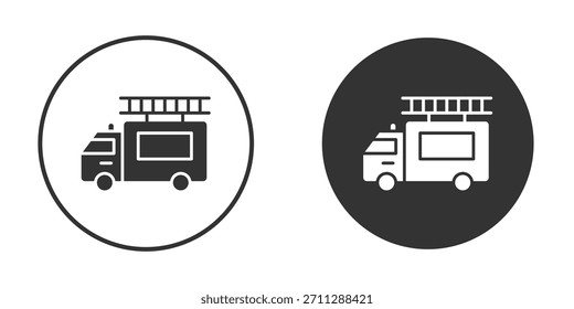 Fire truck icons concept in solid versions. Flat design style.