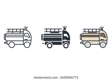 fire truck icons isolated on White Background. Flat style design