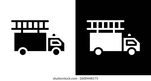 Fire truck icons vectors set in solid style.