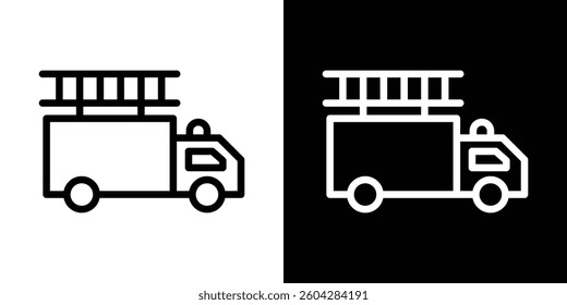 Fire truck icons vectors set in stroke line style.