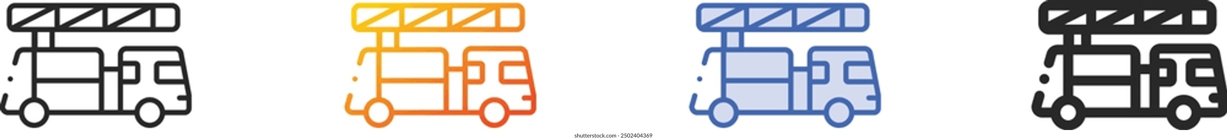fire truck icon.Thin Linear, Gradient, Blue Stroke and bold Style Design Isolated On White Background