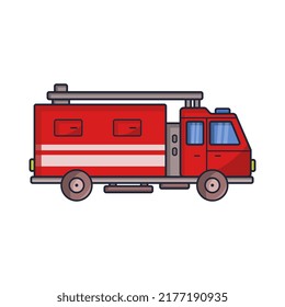 Fire truck illustrated in cartoon style