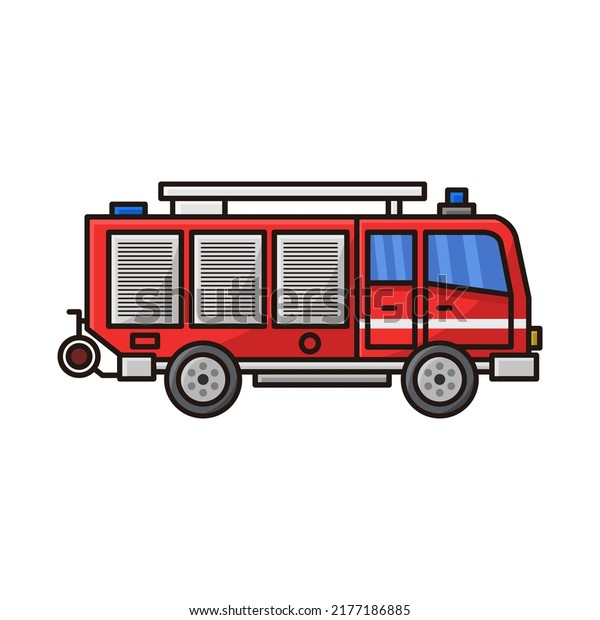 Fire truck illustrated\
in cartoon style