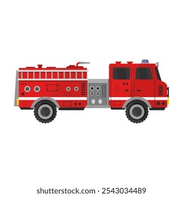 Fire truck illustrated on white background