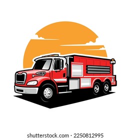 fire truck illustration logo vector