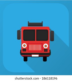 Fire truck Illustration ( long Shadow )
