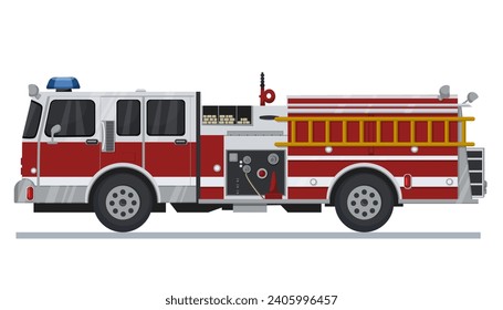 Fire truck isolated on white background. Vector illustration