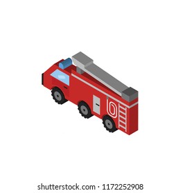 Fire truck isometric left top view 3D icon