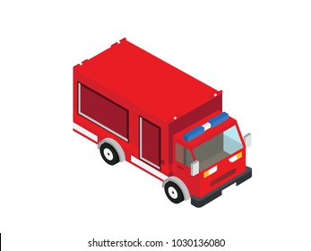 Fire Truck Isometric Left View