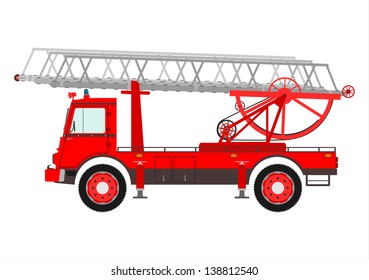 Fire truck with a ladder. Vector