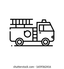 Fire truck line icon, concept sign, outline vector illustration, linear symbol.