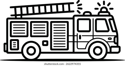 Fire truck line icon, concept sign, outline vector illustration, linear symbol.
