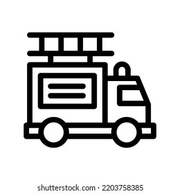 fire truck line icon illustration vector graphic 